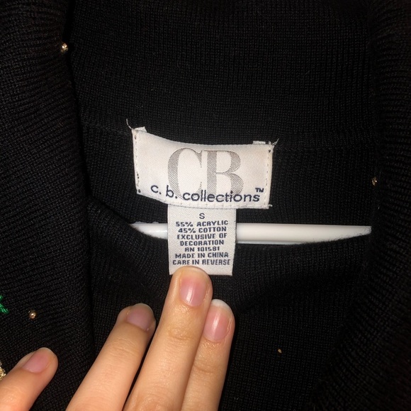 Beaded Vintage Embroidered Holiday Cowl Neck Sweater - Picture 7 of 12